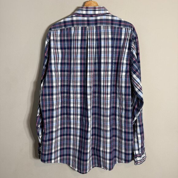 Brooks Brothers Plaid Regent Button Down Shirt Men's XL Blue White Preppy Casual - Picture 10 of 13